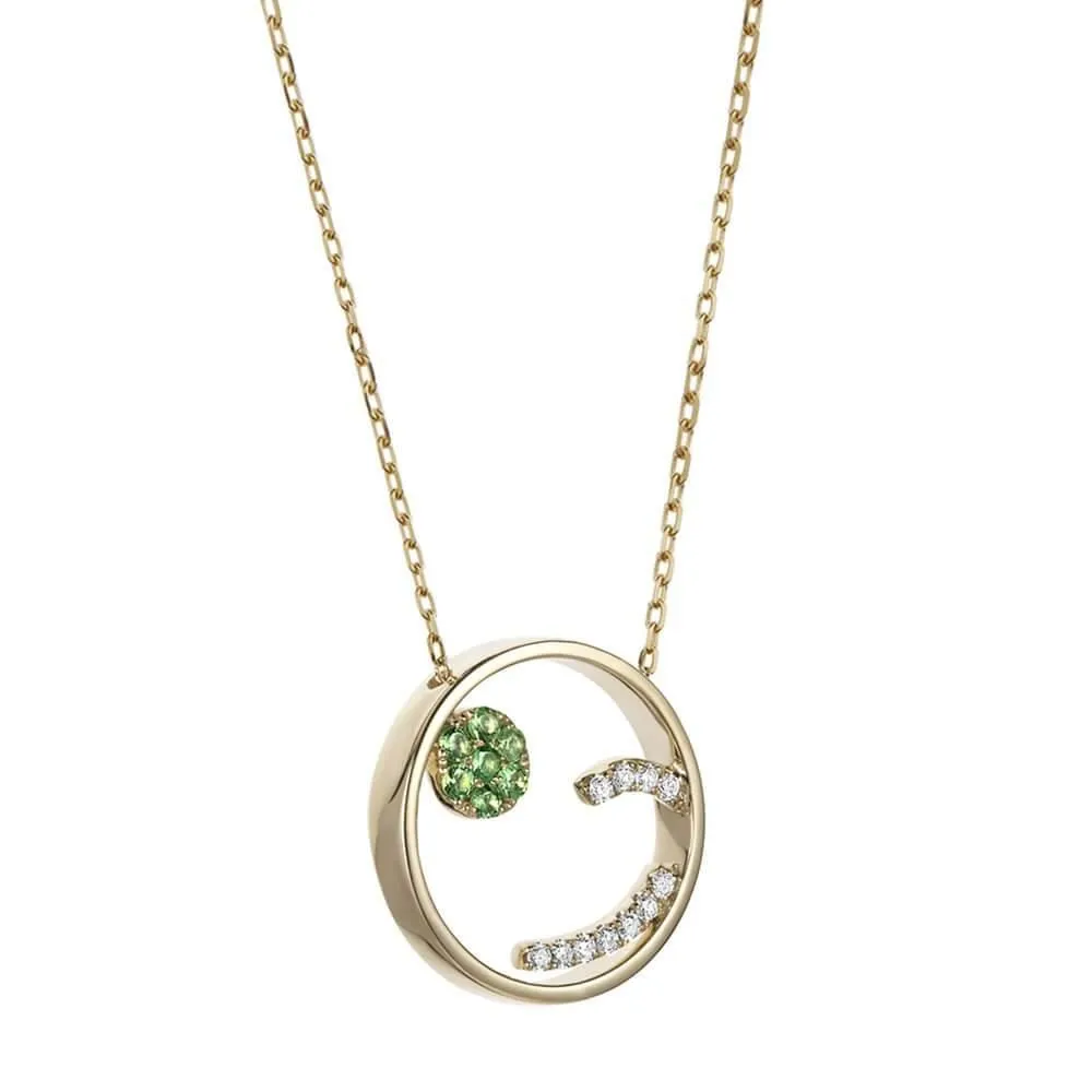 MOYEN Cheeky 18K Gold Necklace w. Tsavorite & Diamond