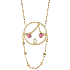 MOYEN Pink Lady 18K Gold Necklace w. Sapphire & Diamond
