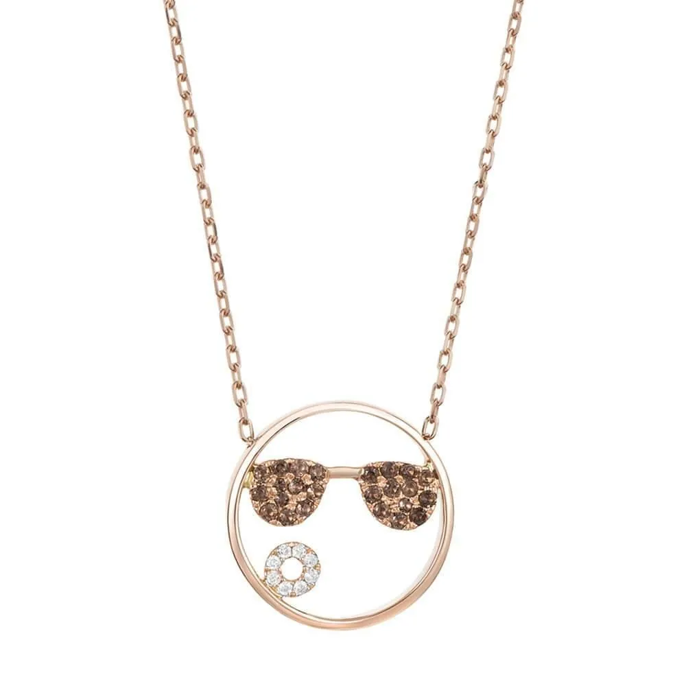 MOYEN Shades 18K Rosegold Necklace w. Quartz & Diamond