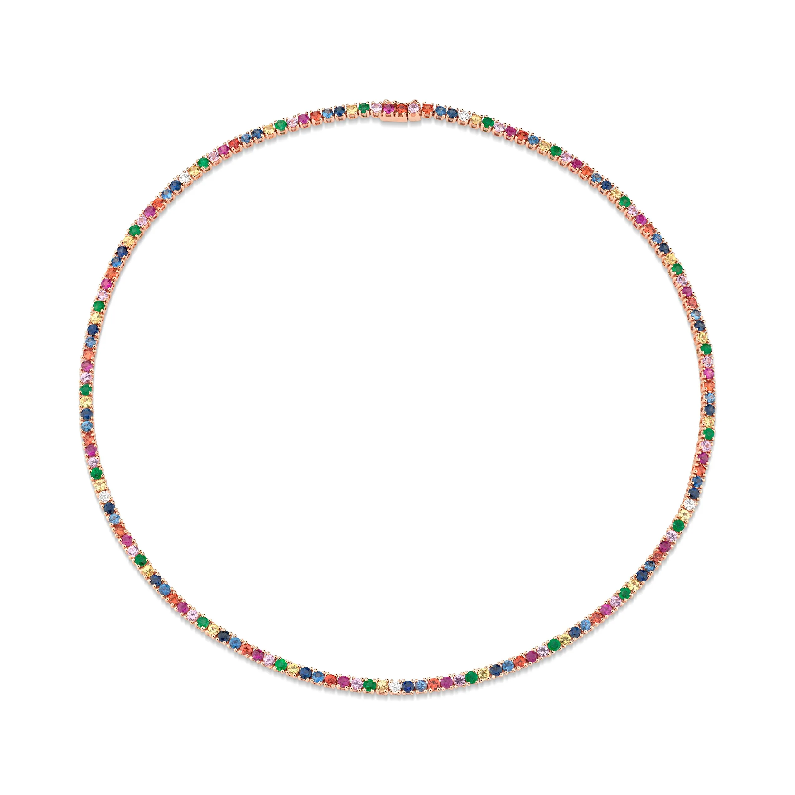 MULTI-COLORED DIAMOND AND GEMSTONE HEPBURN NECKLACE Anita Ko