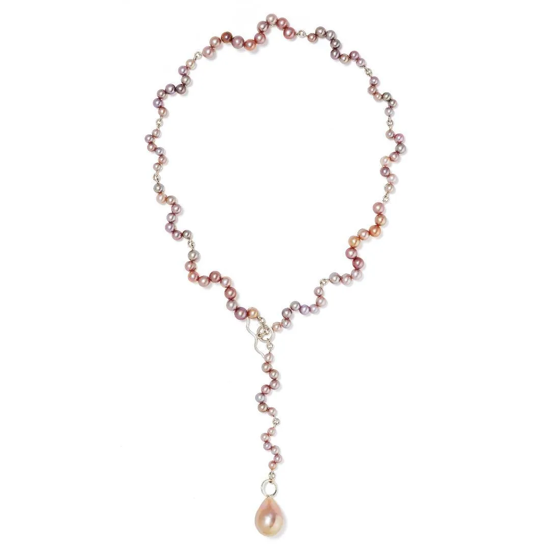 Multi Function Silver Necklace w. Pearls