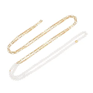 Multi Gold Plated Necklace w. Pearl