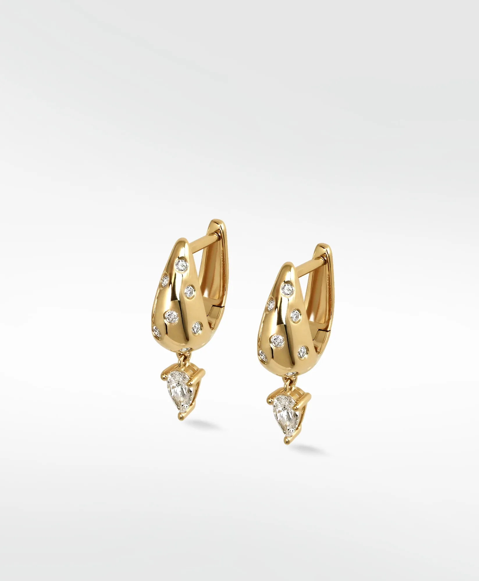 Nocturnal Pear Drop Statement 14K Gold Hoops w. Lab-Grown Diamonds