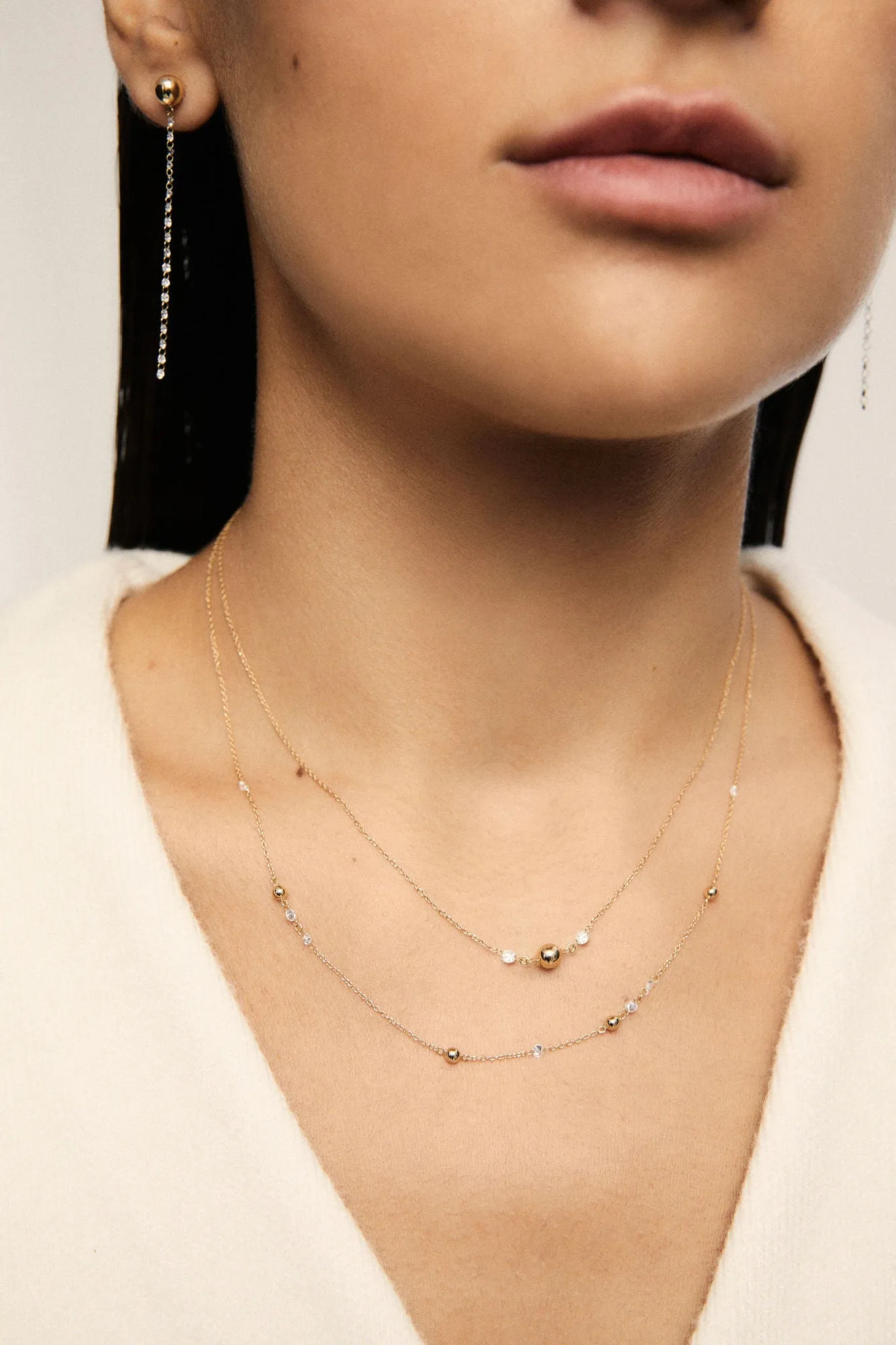 Nude 18K Gold Necklace w. Lab-Grown Diamonds