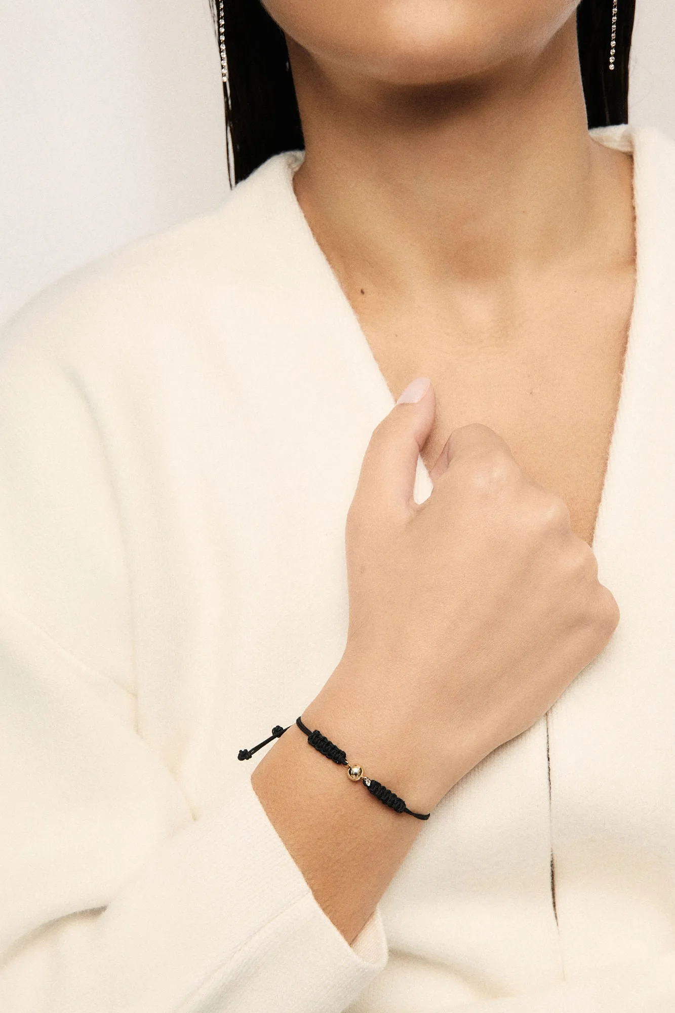 Nude Cord 18K Gold Bracelet w. Lab-Grown Diamond