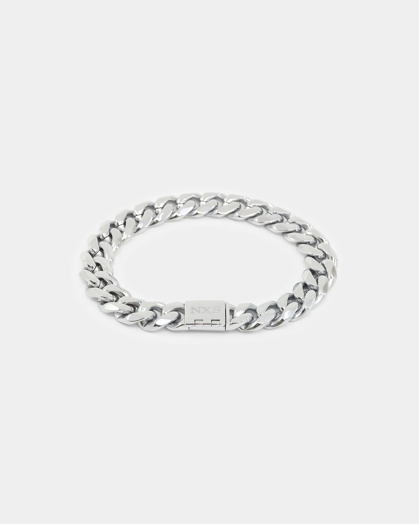 NXS 10mm Cuban Link Bracelet White Gold