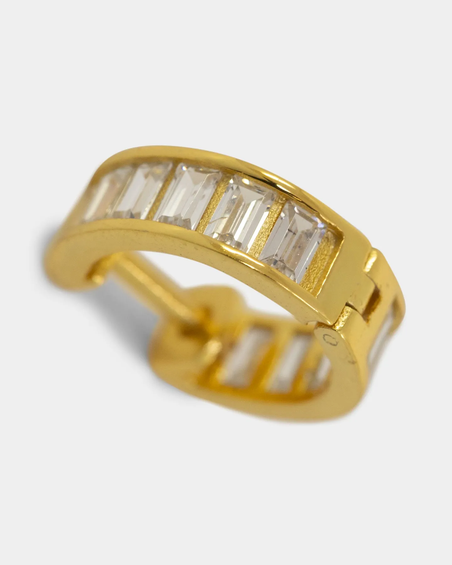 NXS Baguette Hoop Earring Iced Gold