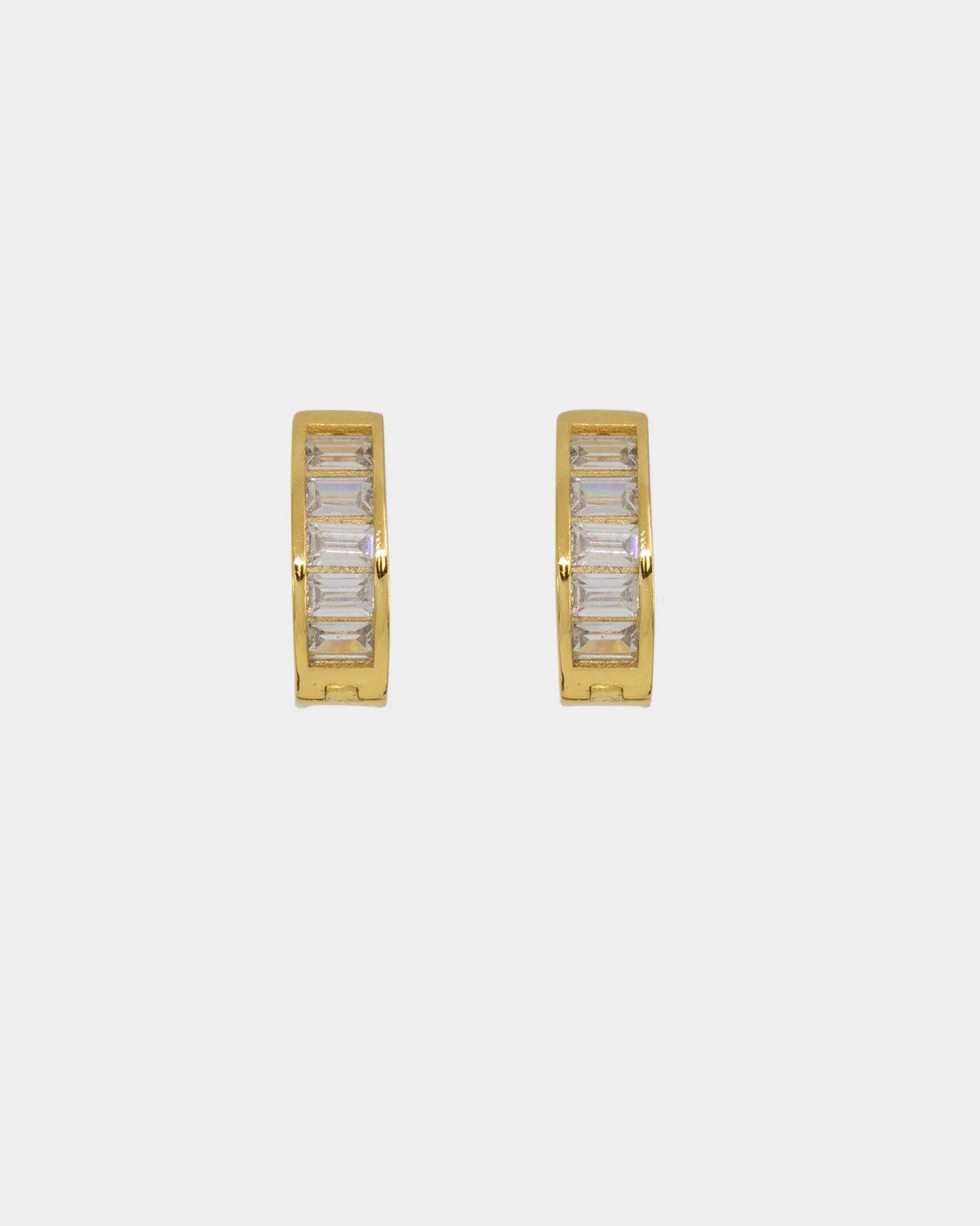 NXS Baguette Hoop Earring Iced Gold