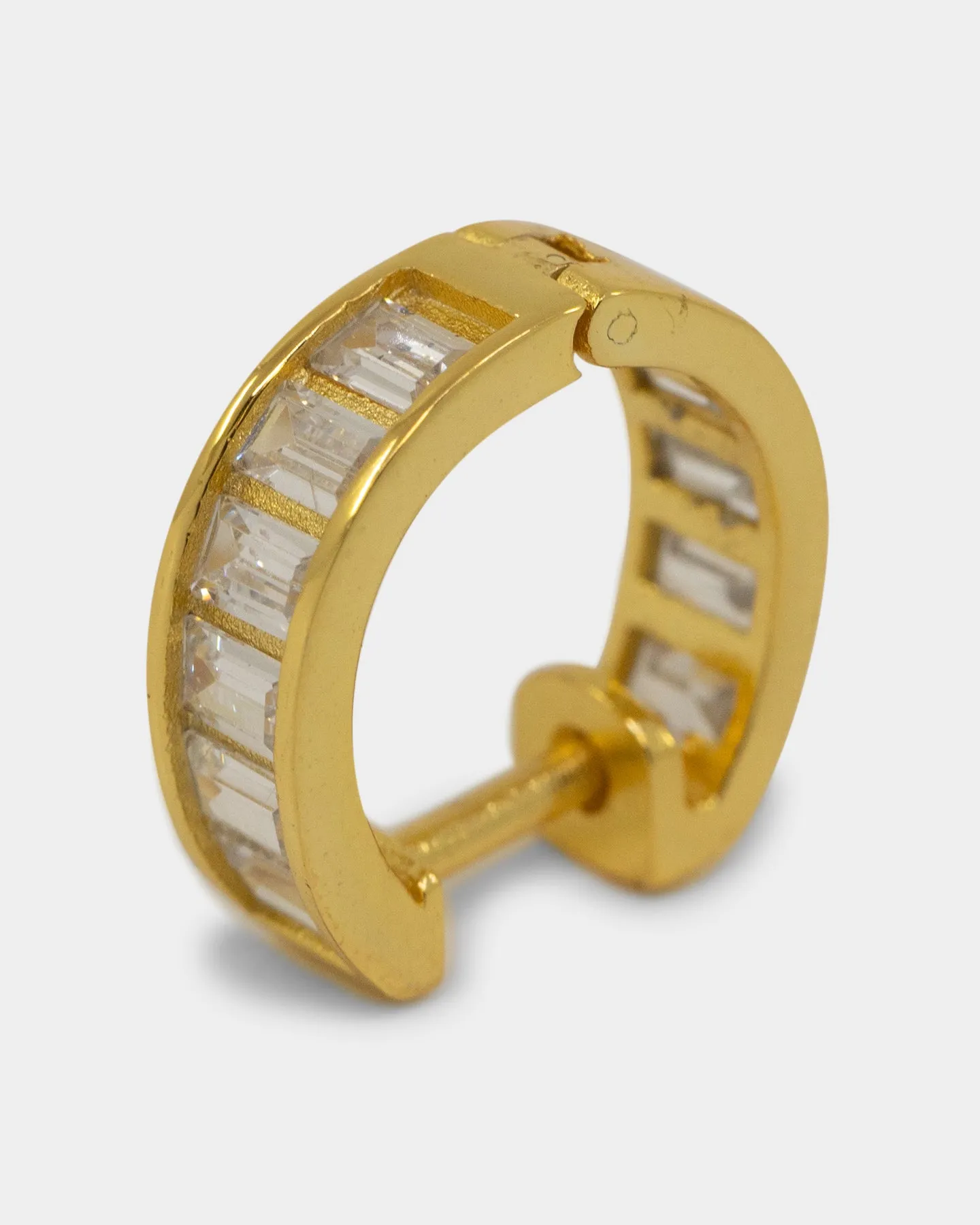 NXS Baguette Hoop Earring Iced Gold