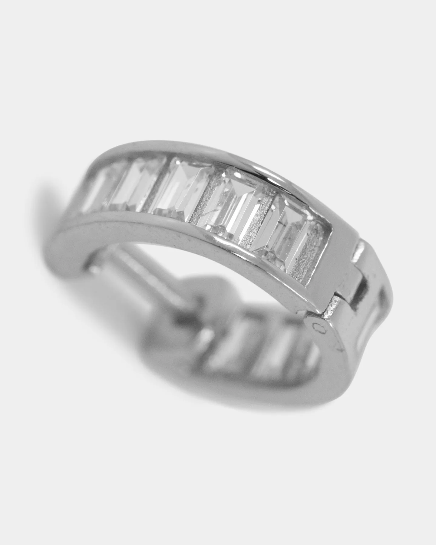 NXS Baguette Hoop Earring Iced White Gold