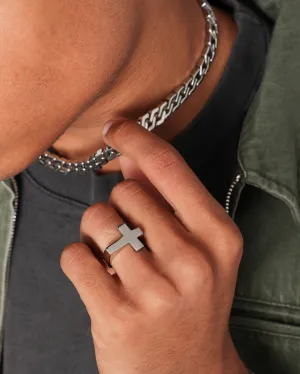 NXS Cross Ring White Gold