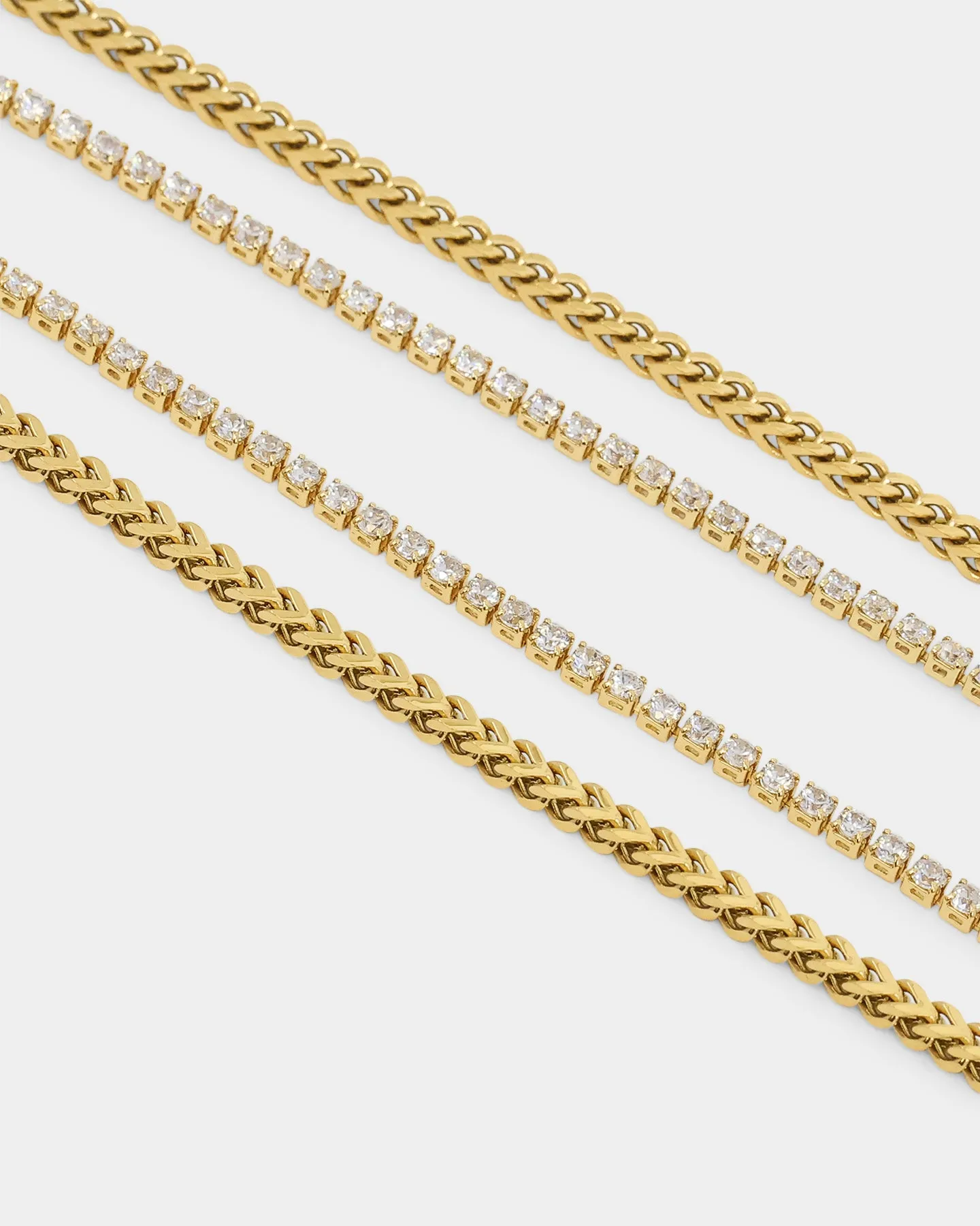 NXS Double Cross Chain Iced Gold