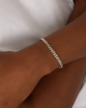 NXS Flat Faced Curb Bracelet White Gold