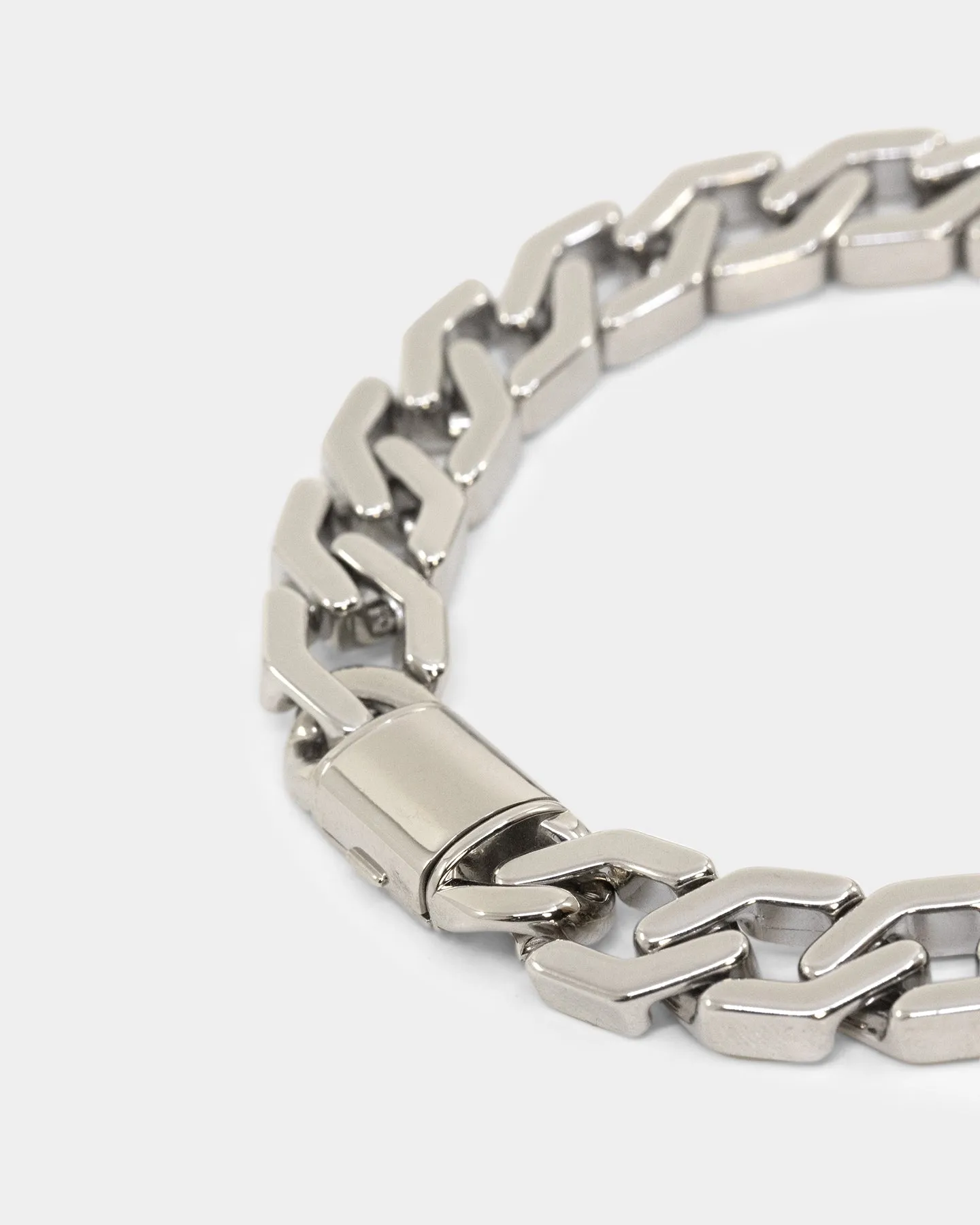 NXS Hex Cut Curb Bracelet White Gold