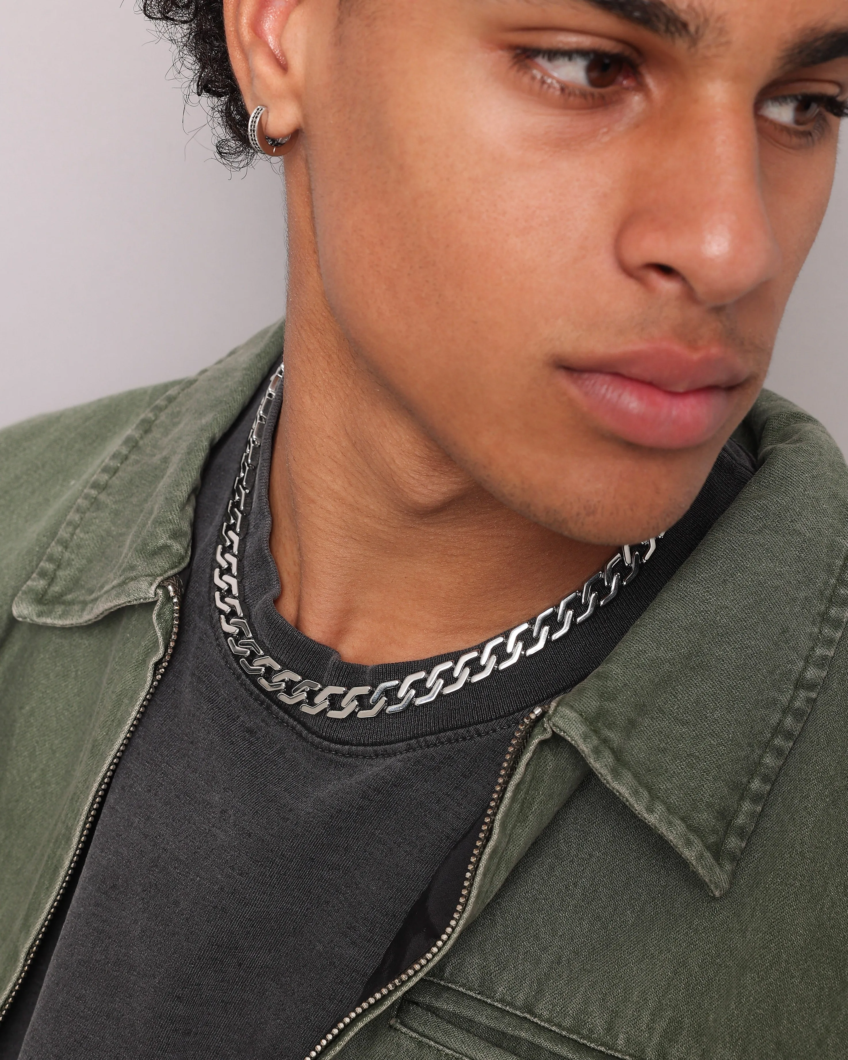 NXS Hex Cut Curb Chain White Gold