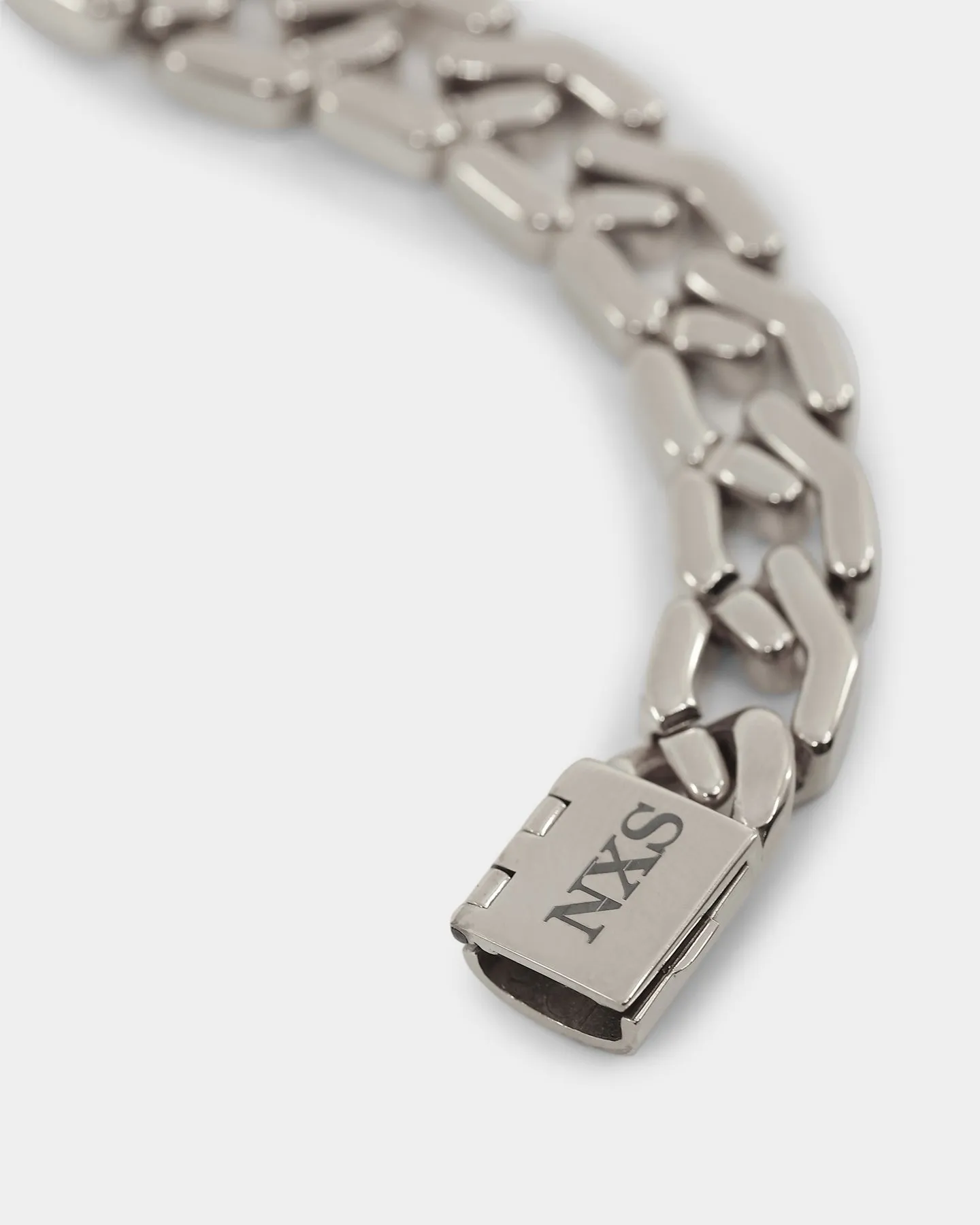 NXS Hex Cut Curb Chain White Gold