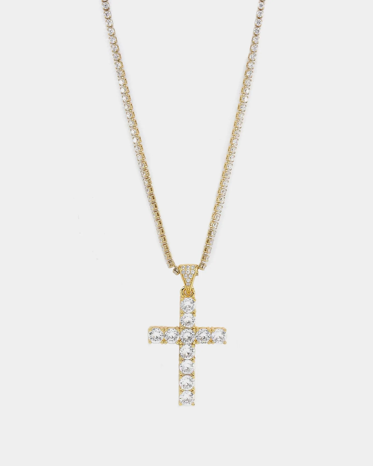 NXS Iced Cross Pendant Iced Gold