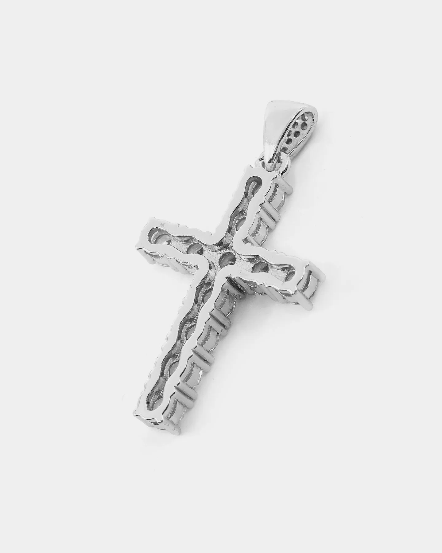 NXS Iced Cross Pendant Iced White Gold