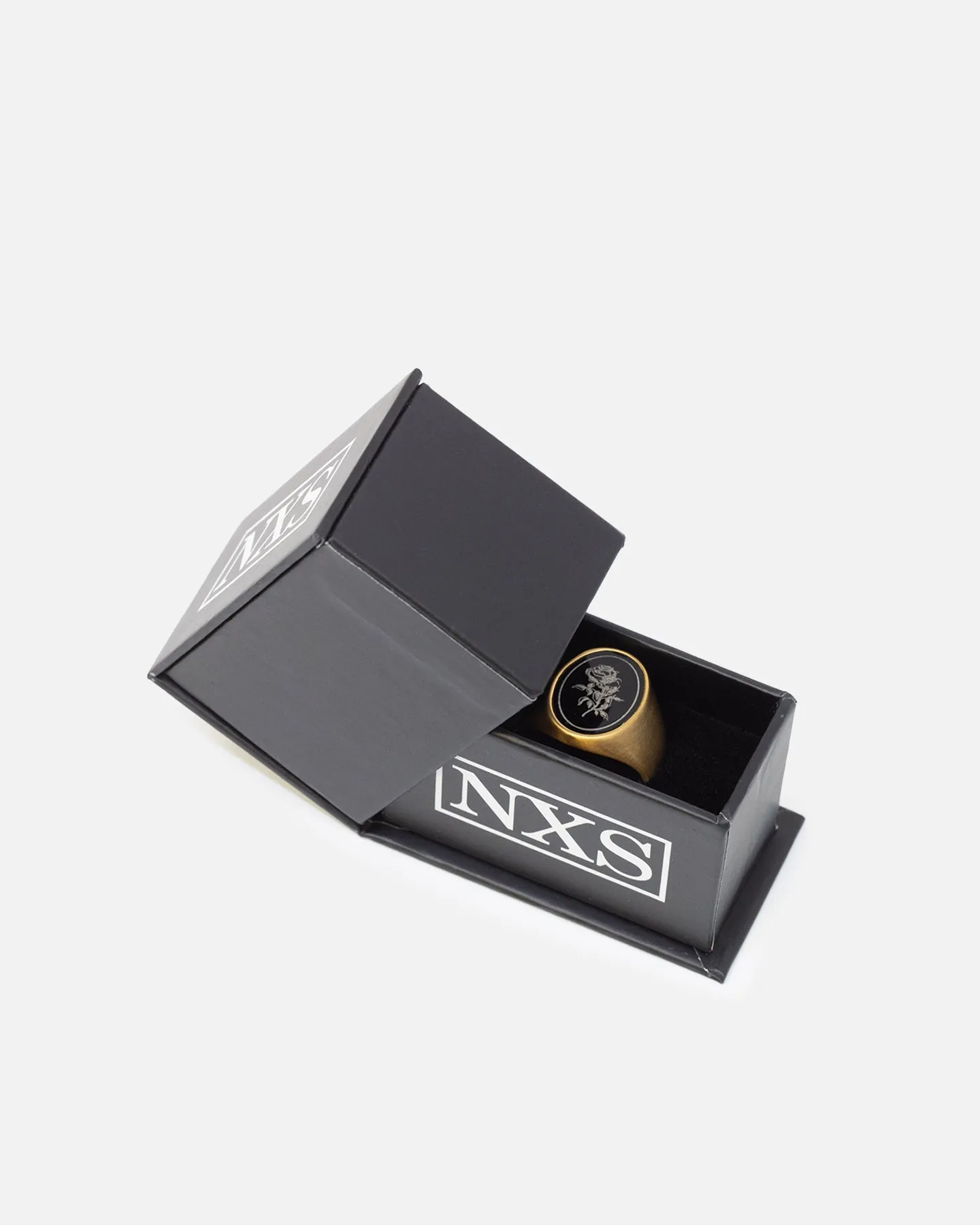 NXS Rose Signet Ring Gold/Black