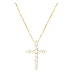 Oh She Fancy Small Cross Necklace in White Diamondettes