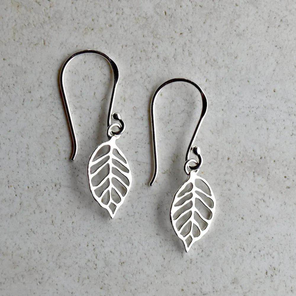 Open Work Leaf Drop Earrings