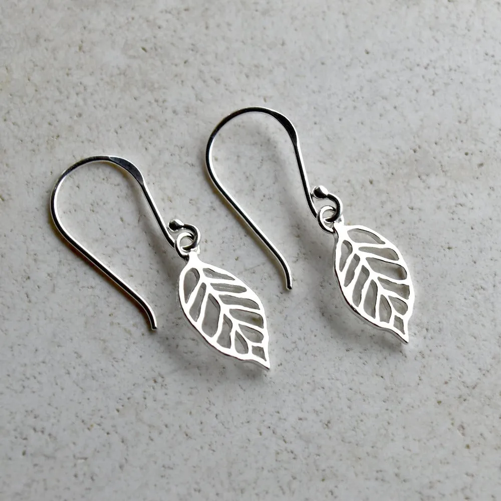 Open Work Leaf Drop Earrings