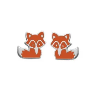Orange Enamel Fox Studs