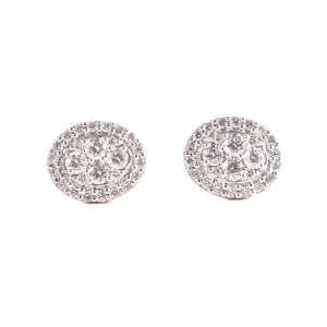 Oval 14K Gold Studs w. Diamonds