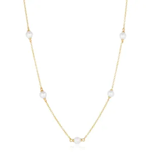 Padua Cinque Gold Plated Necklace w. White Pearls