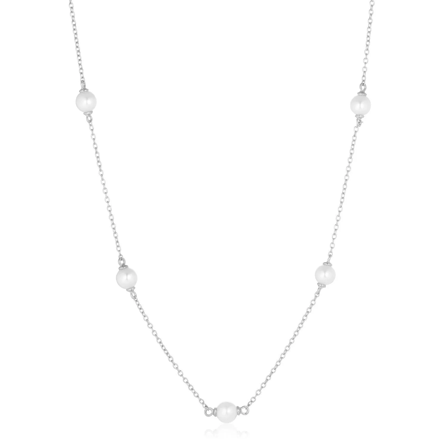 Padua Cinque Silver Necklace w. White Pearls
