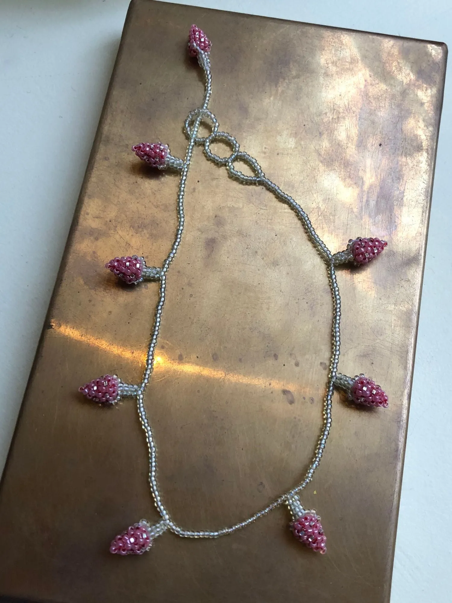 Pale Strawberry Necklace Pink and Red Beads