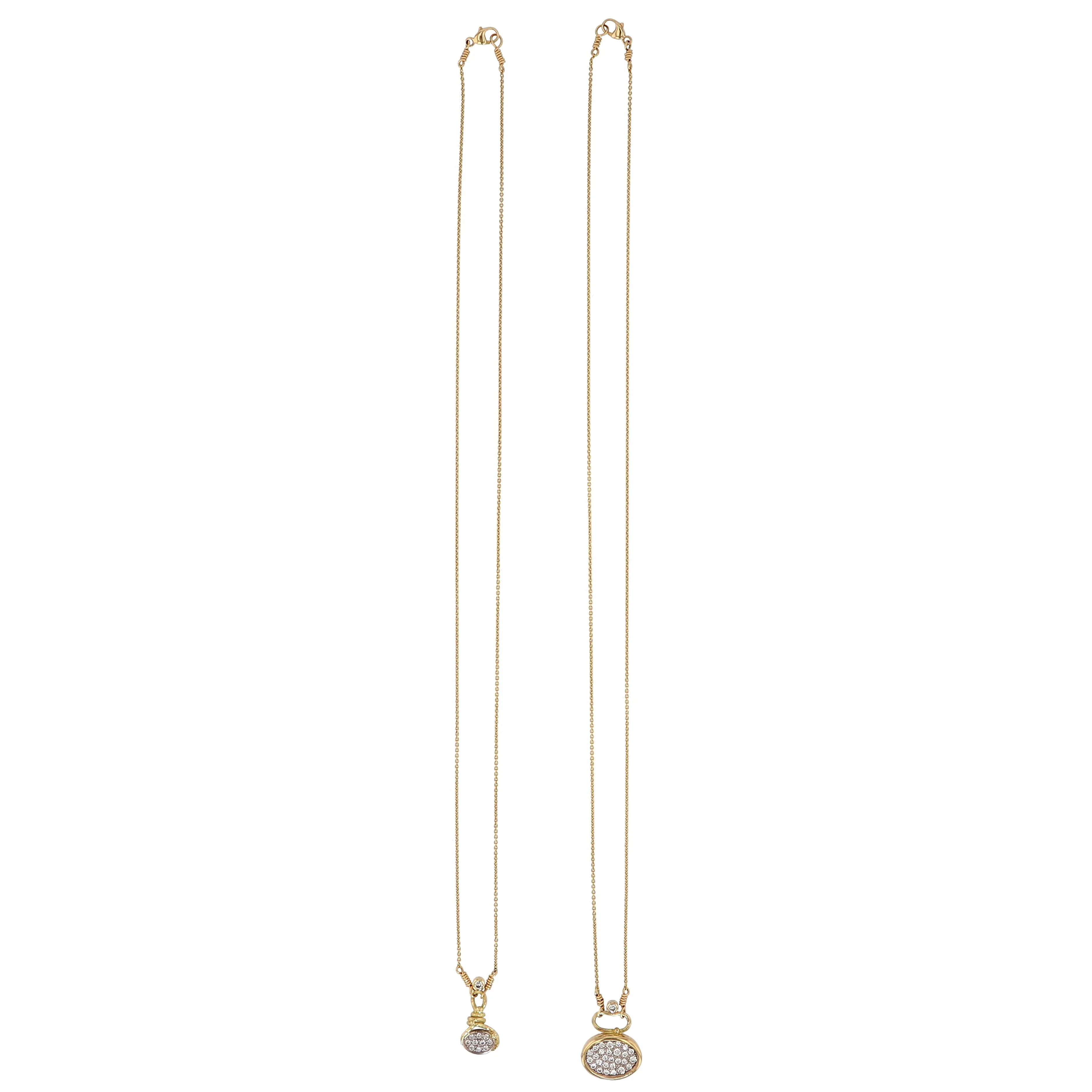 Pavé 18K & 22K Gold & Whitegold Necklace w. 28 Diamonds