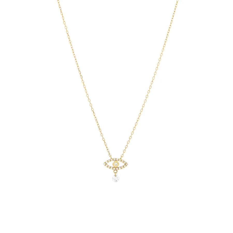 Pavé Symbols Eye 18K Gold, Whitegold or Rosegold Necklace w. Diamonds