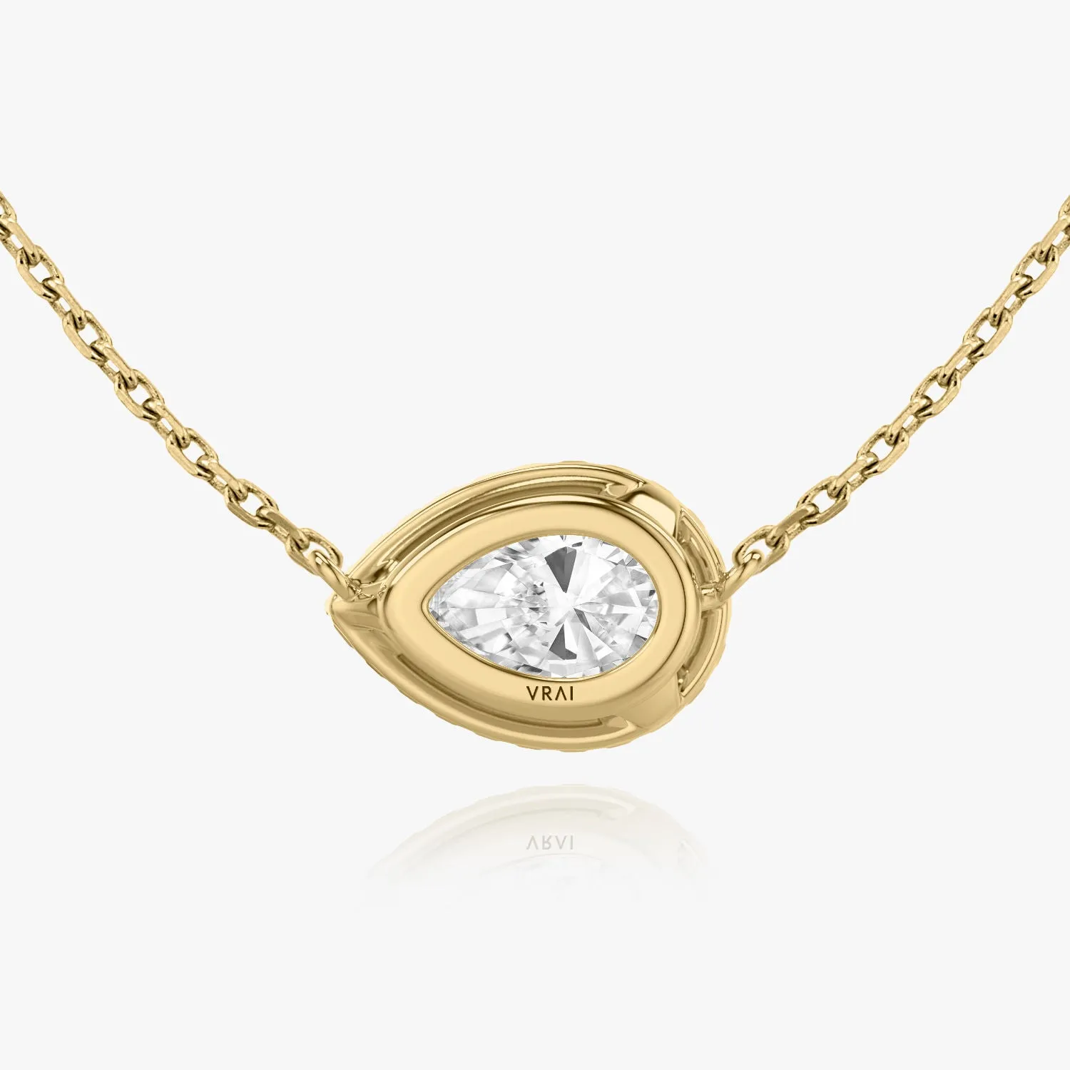Pear Halo 14K Gold Necklace w. Lab-Grown Diamonds