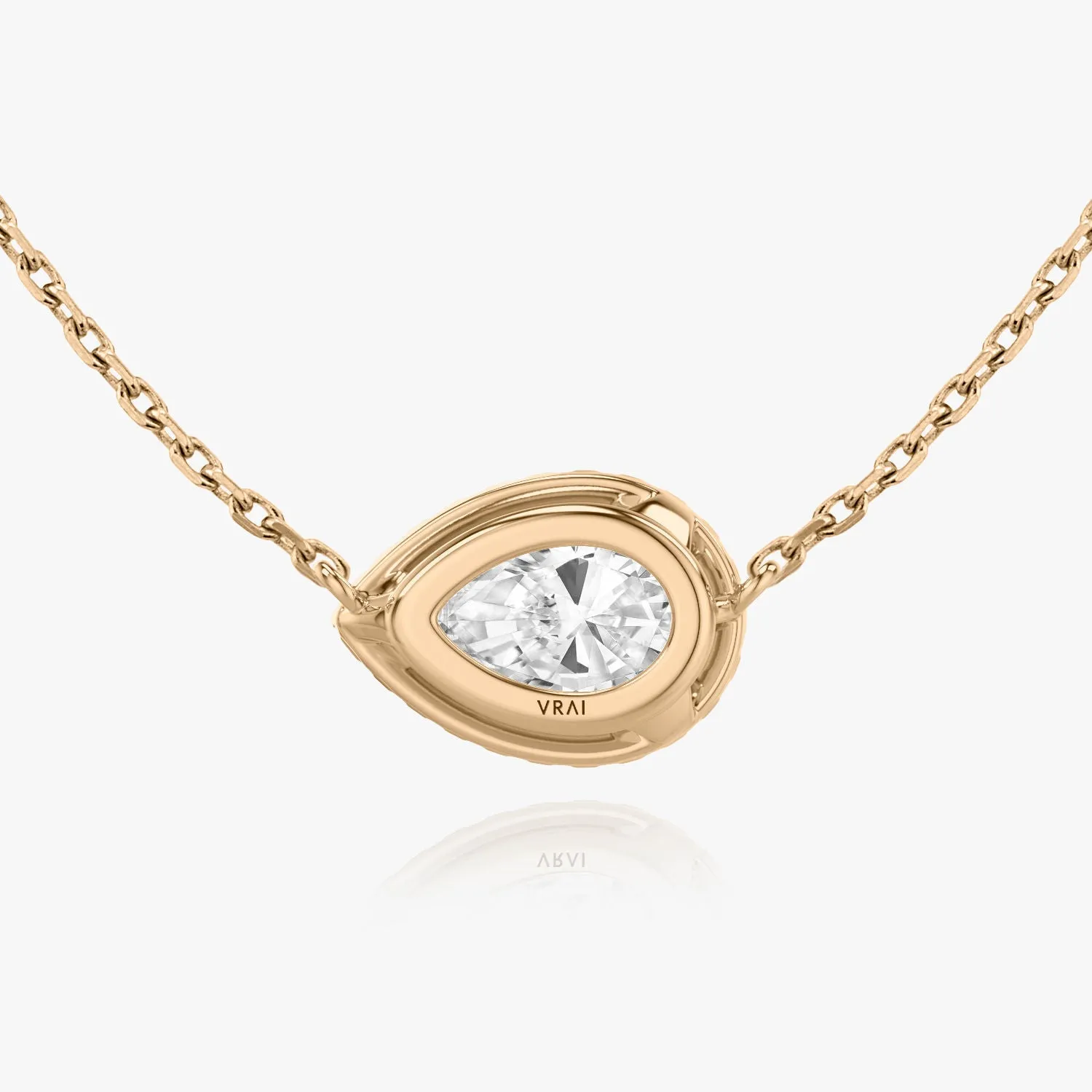 Pear Halo 14K Rosegold Necklace w. Lab-Grown Diamonds