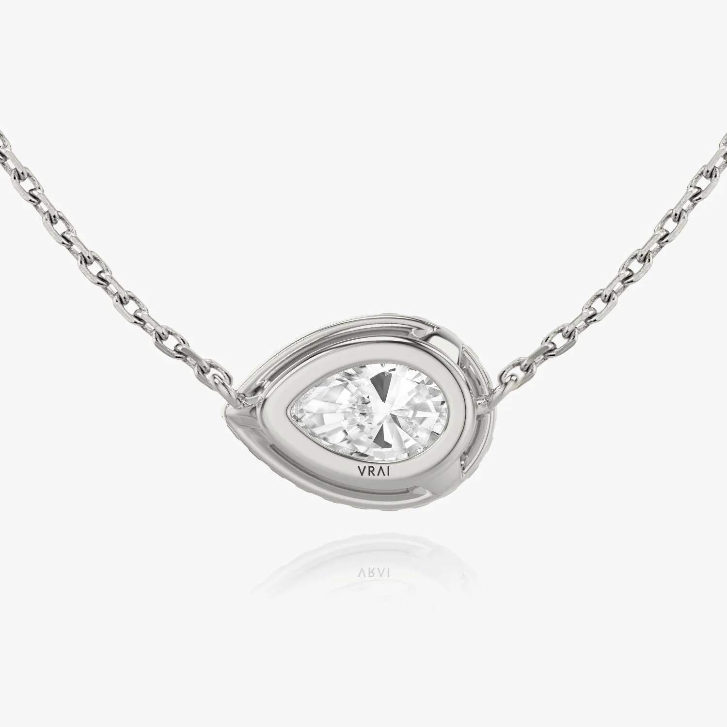 Pear Halo 14K Whitegold Necklace w. Lab-Grown Diamonds