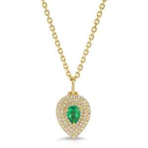 PEAR SHAPED DIAMOND LOULOU LOCKET WITH PEAR SHAPED EMERALD Anita Ko