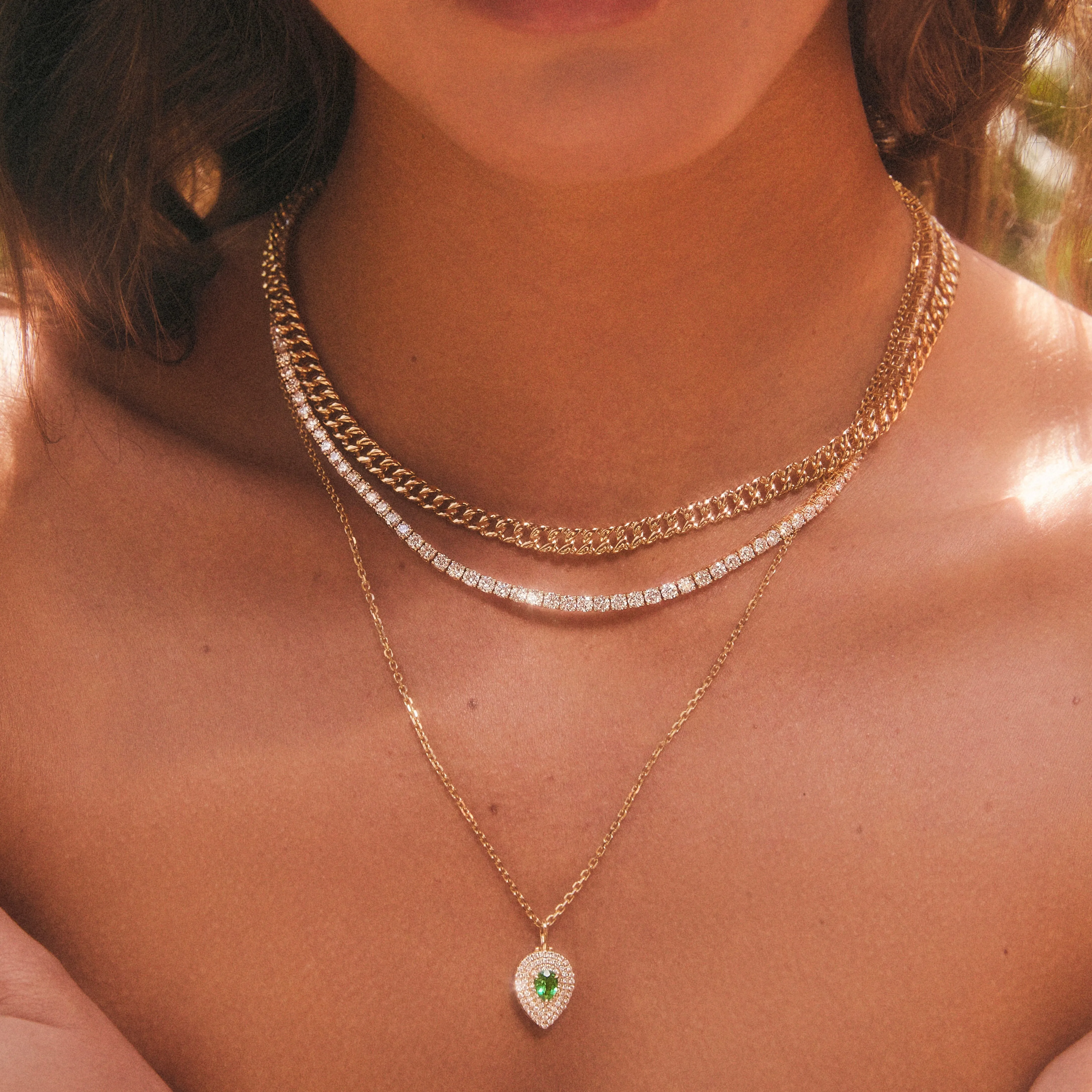 PEAR SHAPED DIAMOND LOULOU LOCKET WITH PEAR SHAPED EMERALD Anita Ko