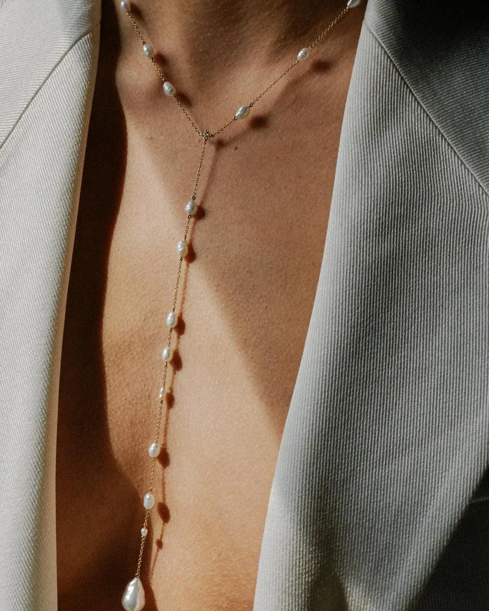 Pearl & Diamond Lariat (Made to Order)