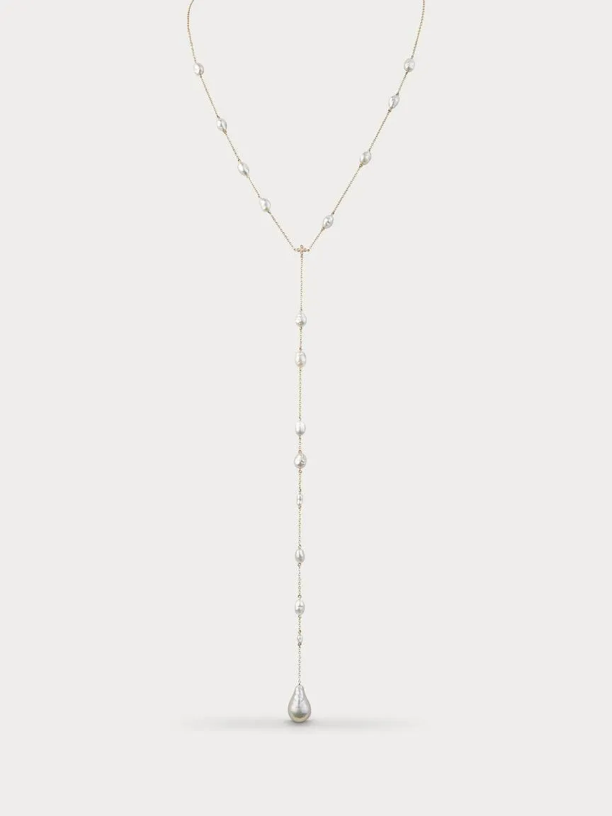 Pearl & Diamond Lariat (Made to Order)