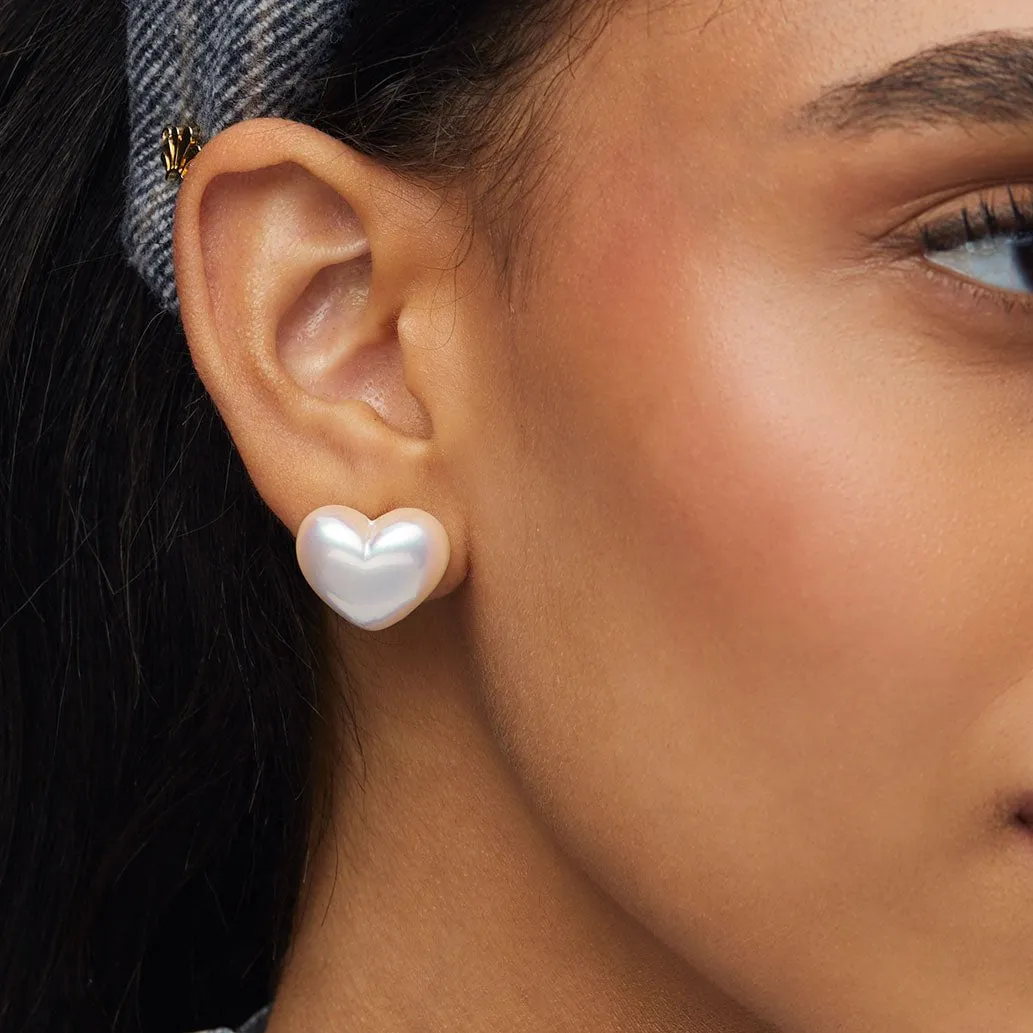 Pearl Heart Studs