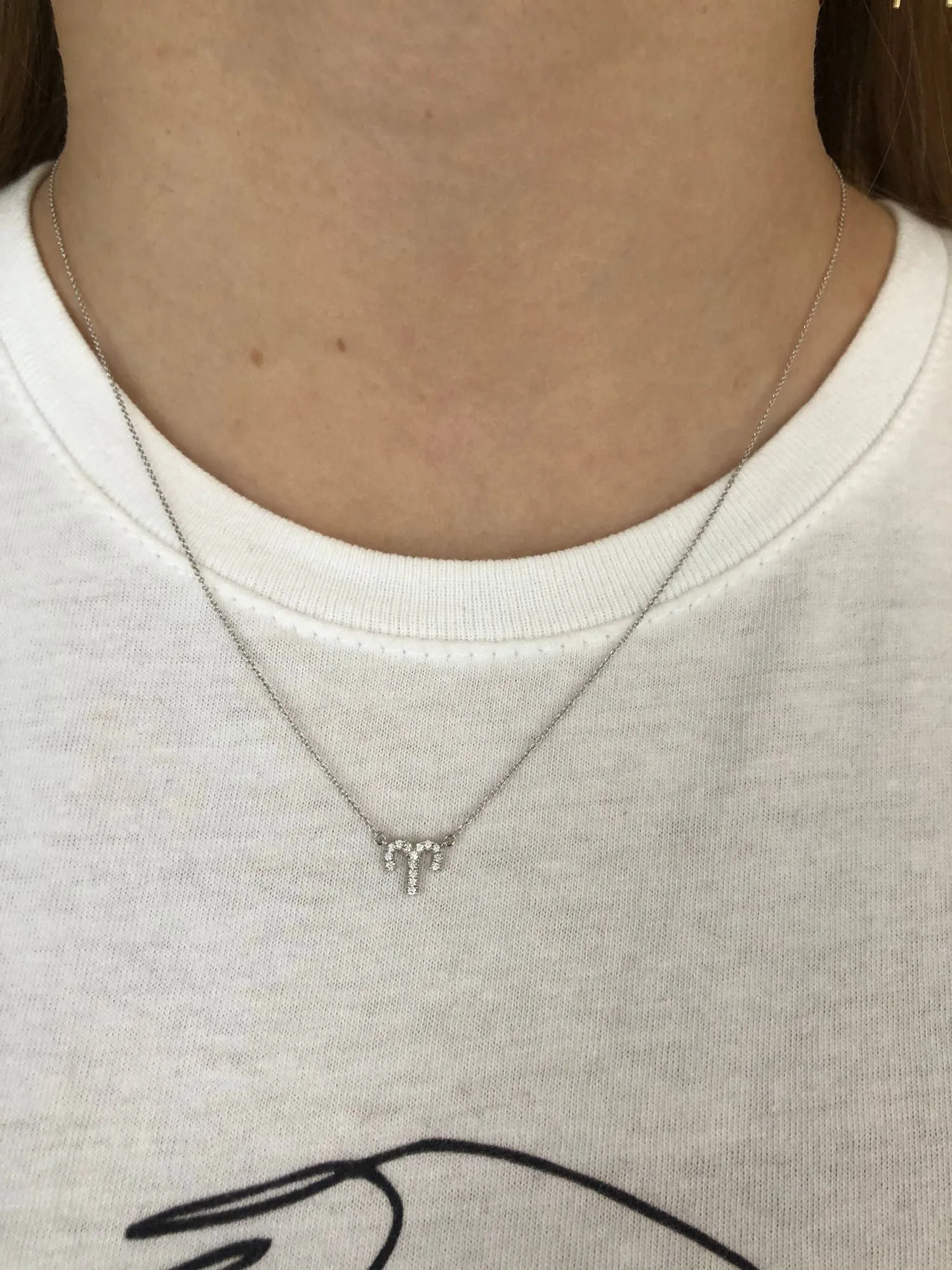 Petit Sign Aries 18K Whitegold Necklace w. Diamonds