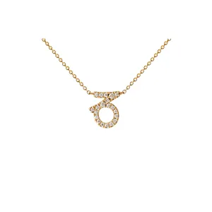 Petit Sign Capricorn 18K Gold Necklace w. Diamonds