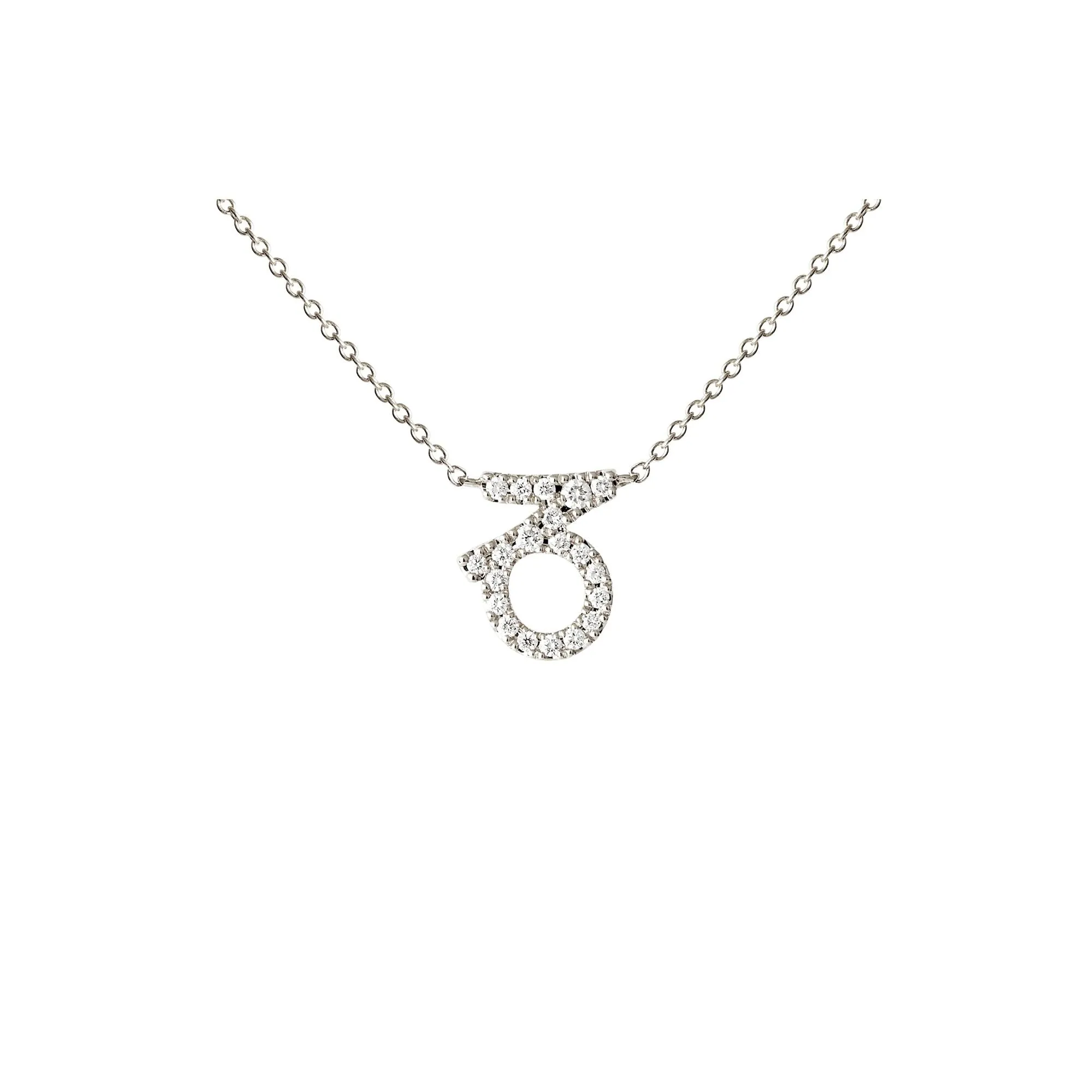 Petit Sign Capricorn 18K Whitegold Necklace w. Diamonds