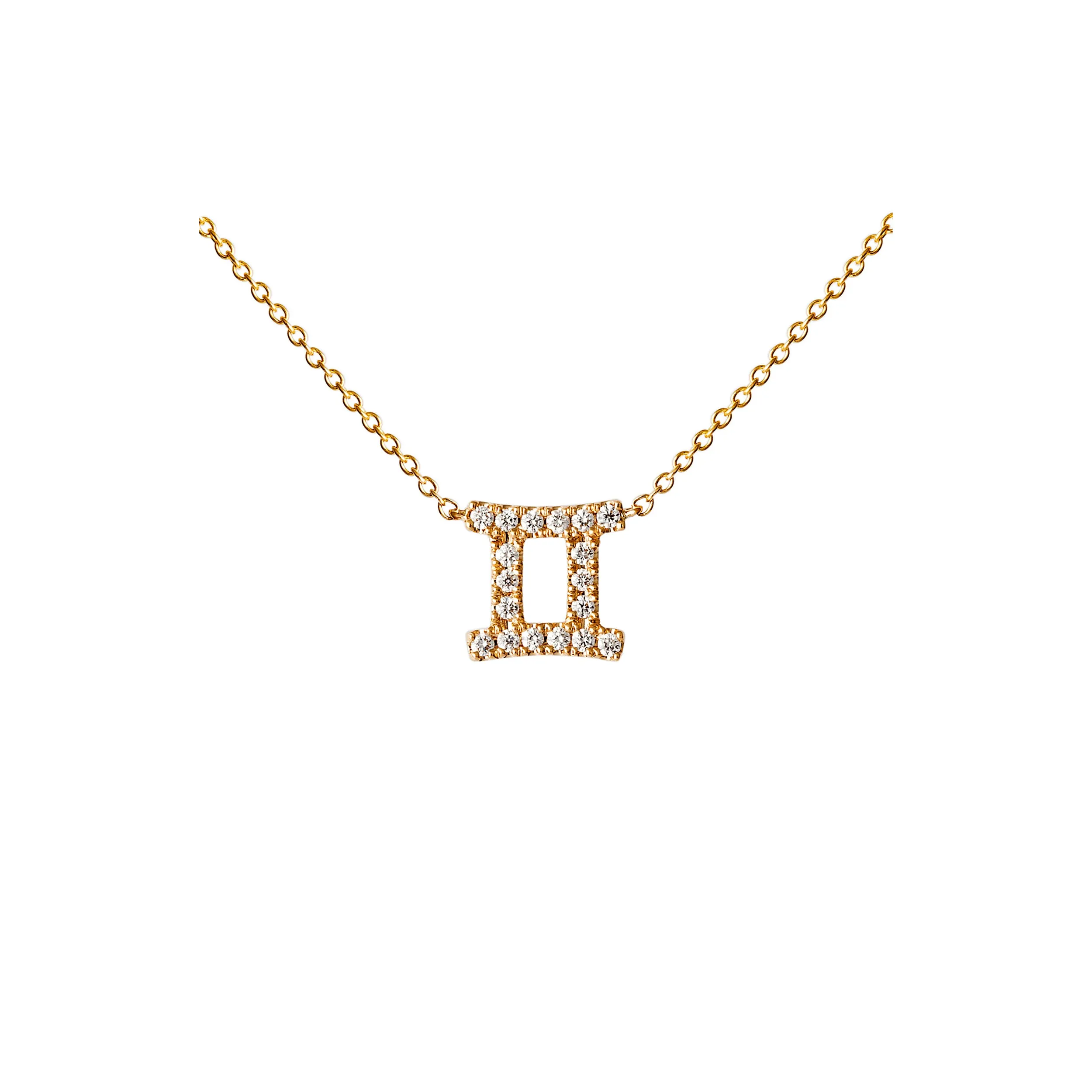 Petit Sign Gemini 18K Gold Necklace w. Diamonds