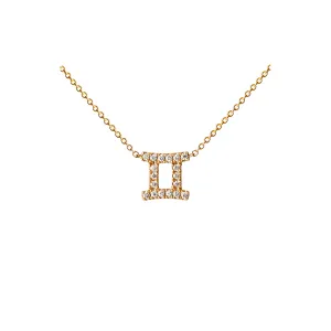 Petit Sign Gemini 18K Gold Necklace w. Diamonds