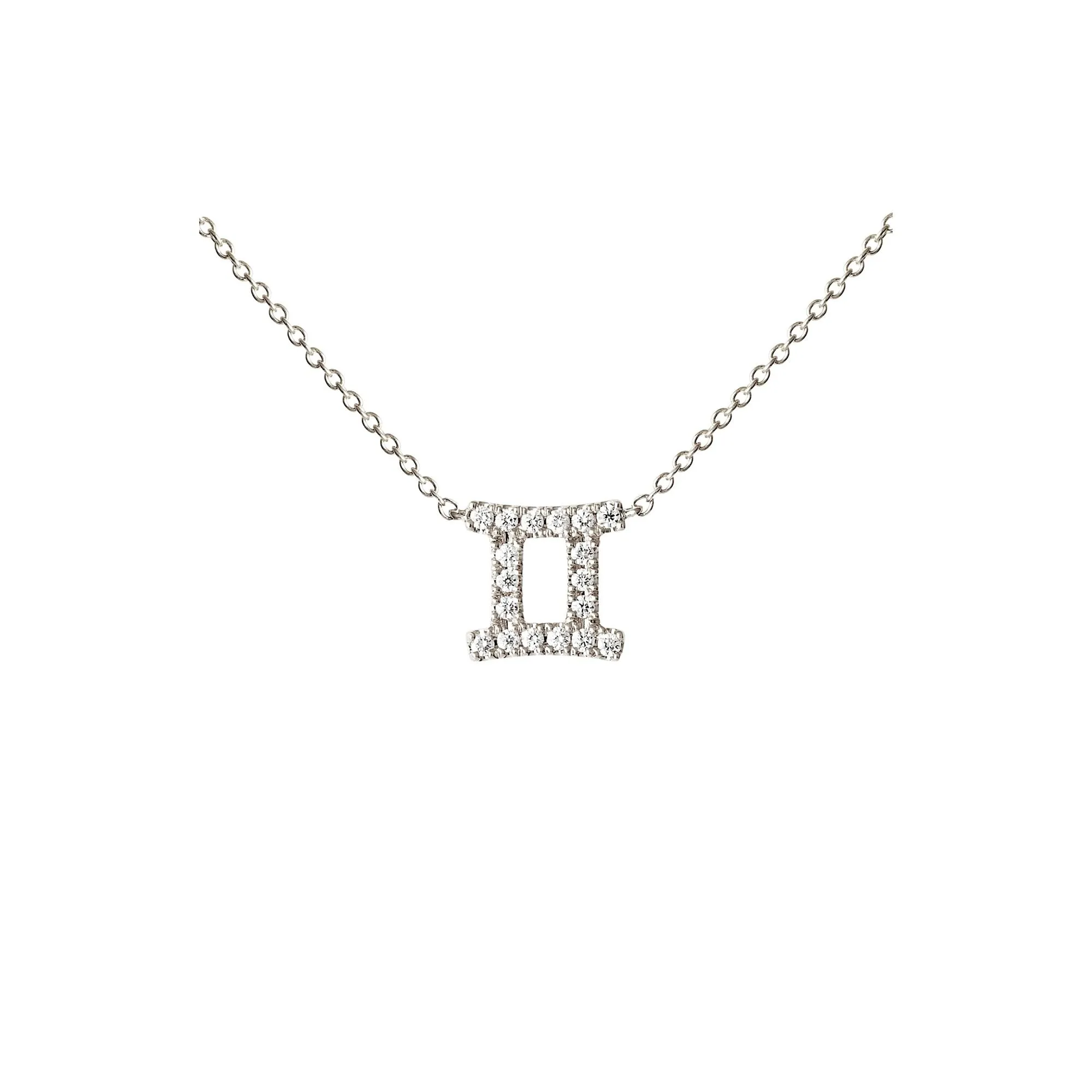 Petit Sign Gemini 18K Whitegold Necklace w. Diamonds