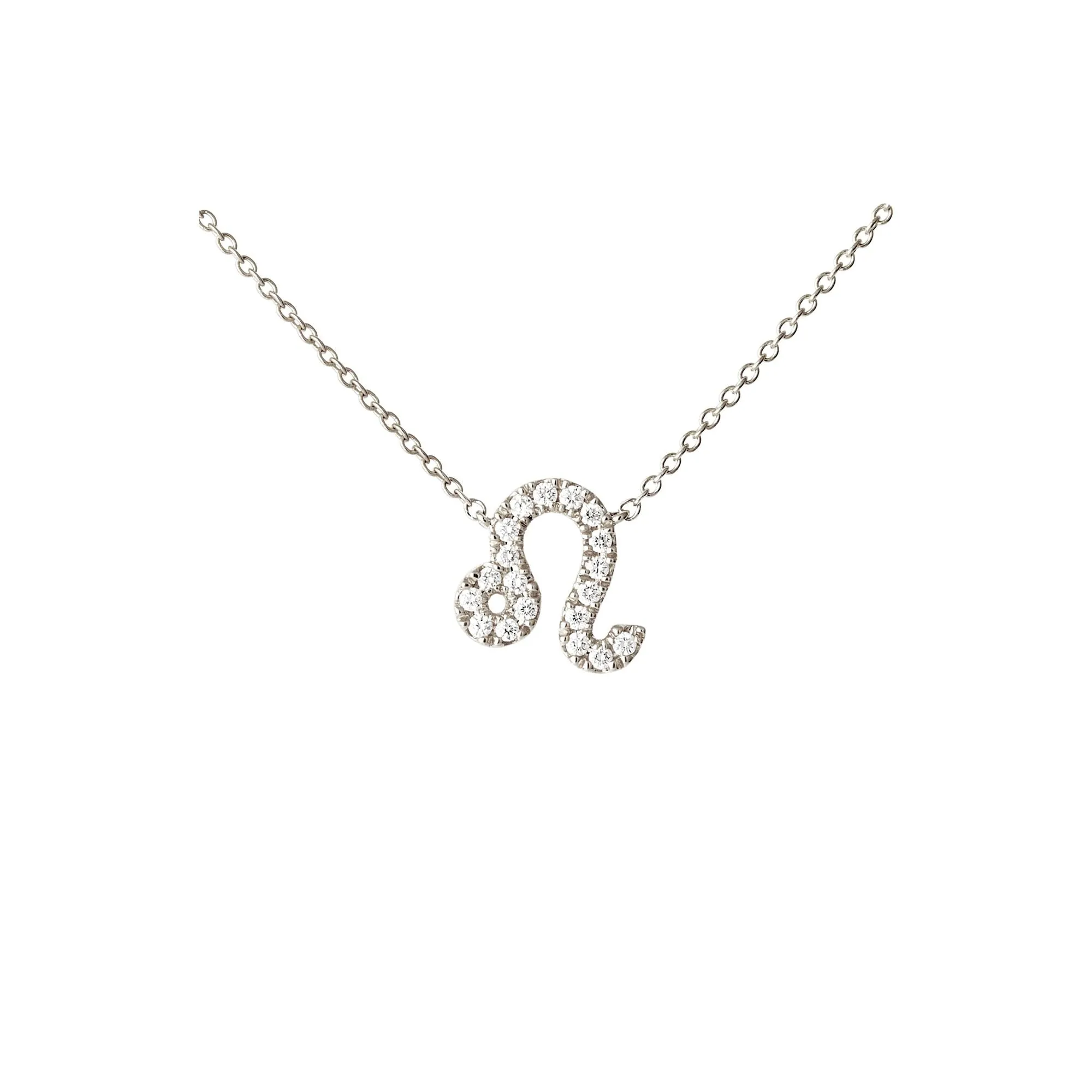 Petit Sign Leo 18K Whitegold Necklace w. Diamonds