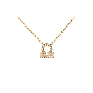 Petit Sign Libra 18K Gold Necklace w. Diamonds