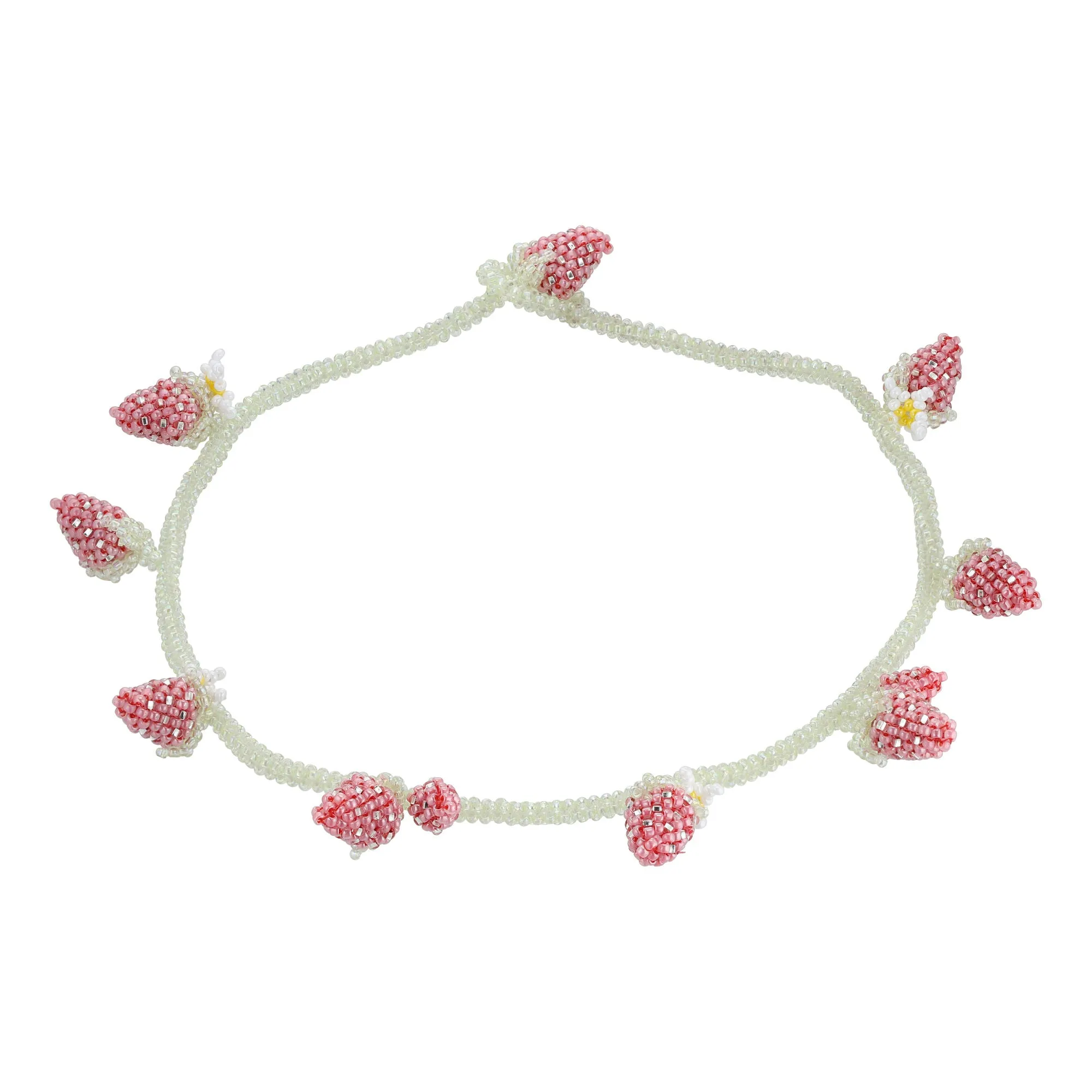 Peyote Strawberry Necklace White and Pink Beads